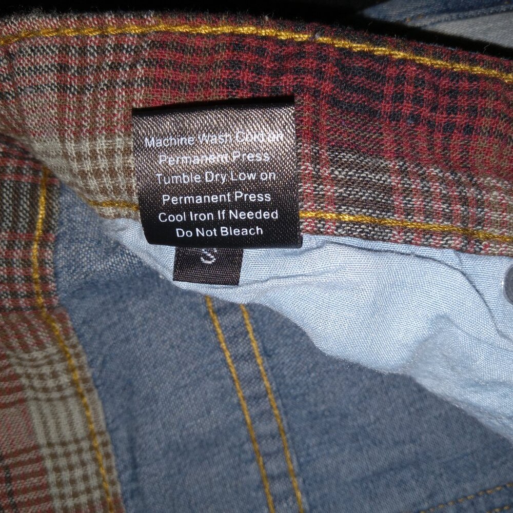 NWOT Womens POL Size Small Cropped Two Tone Wide Leg Jeans With Plaid Inside - Picture 5 of 7